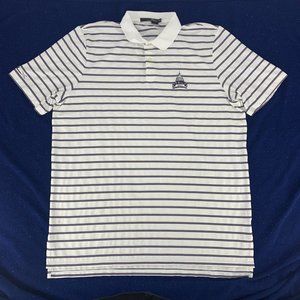 Mens RLX Ralph Lauren Golf Short Sleeve Polo Shirt White Stripes XL 2011 US Open